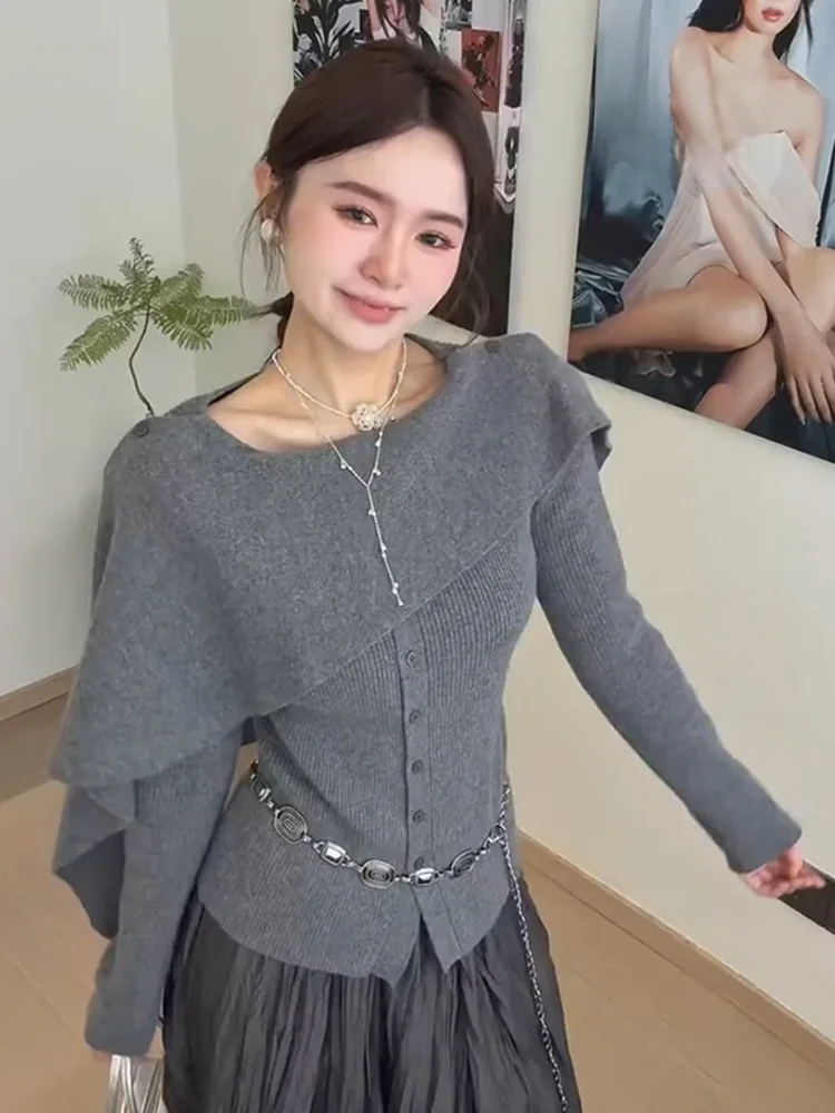 Асимметричный вязаный свитер-накидка для женщин, модный, стройнящий, осенне-зимний, новинка, премиум-качество
Асимметричный вязаный свитер-накидка для женщин, модный, стройнящий, осенне-зимний, новинка, премиум-качество