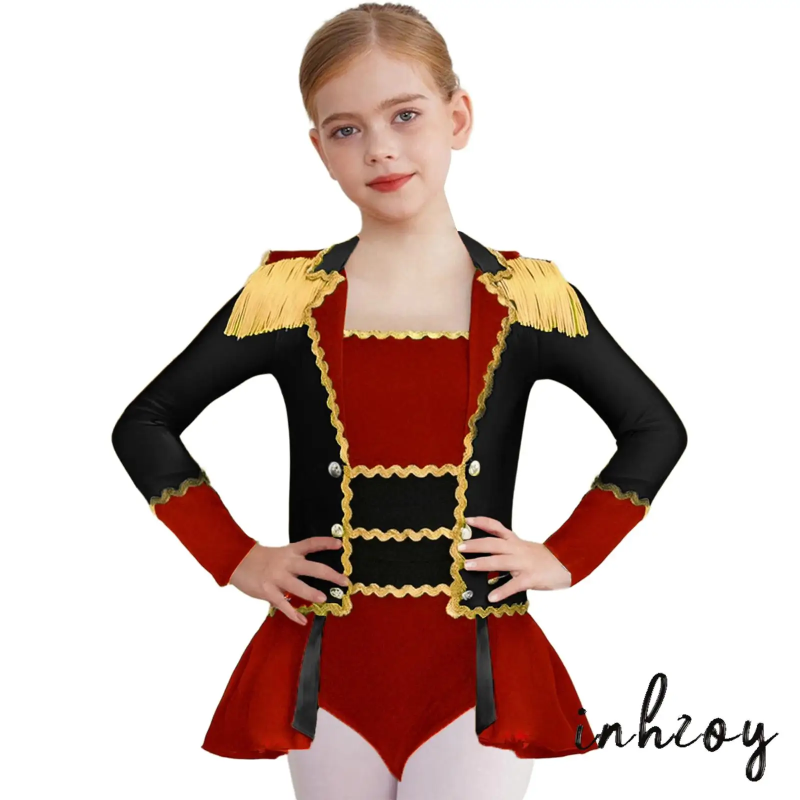Children Girls Stage Circus Outfit Gold Webbing Contrast Pleated Skirt Hidden Back Zipper Recital Jumpsuit for Halloween Cosplay
Children Girls Stage Circus Outfit Gold Webbing Contrast Pleated Skirt Hidden Back Zipper Recital Jumpsuit for Halloween Cosplay