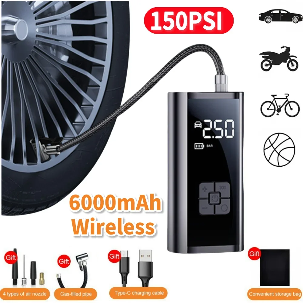 Портативный воздушный компрессор, автомобильный беспроводной воздушный насос, 150PSI, USB перезаряжаемый дисплей, электрический насос для шин для авто, велосипедного мяча
Портативный воздушный компрессор, автомобильный беспроводной воздушный насос, 150PSI, USB перезаряжаемый дисплей, электрический насос для шин для авто, велосипедного мяча