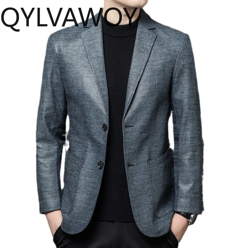 QYLVAWOY High-end Real Cowhide Leather Jacket Man Clothes 26 Autumn Winter Korean Style Genuine Leather Coat Slim-fit Suit Coat
QYLVAWOY High-end Real Cowhide Leather Jacket Man Clothes 26 Autumn Winter Korean Style Genuine Leather Coat Slim-fit Suit Coat