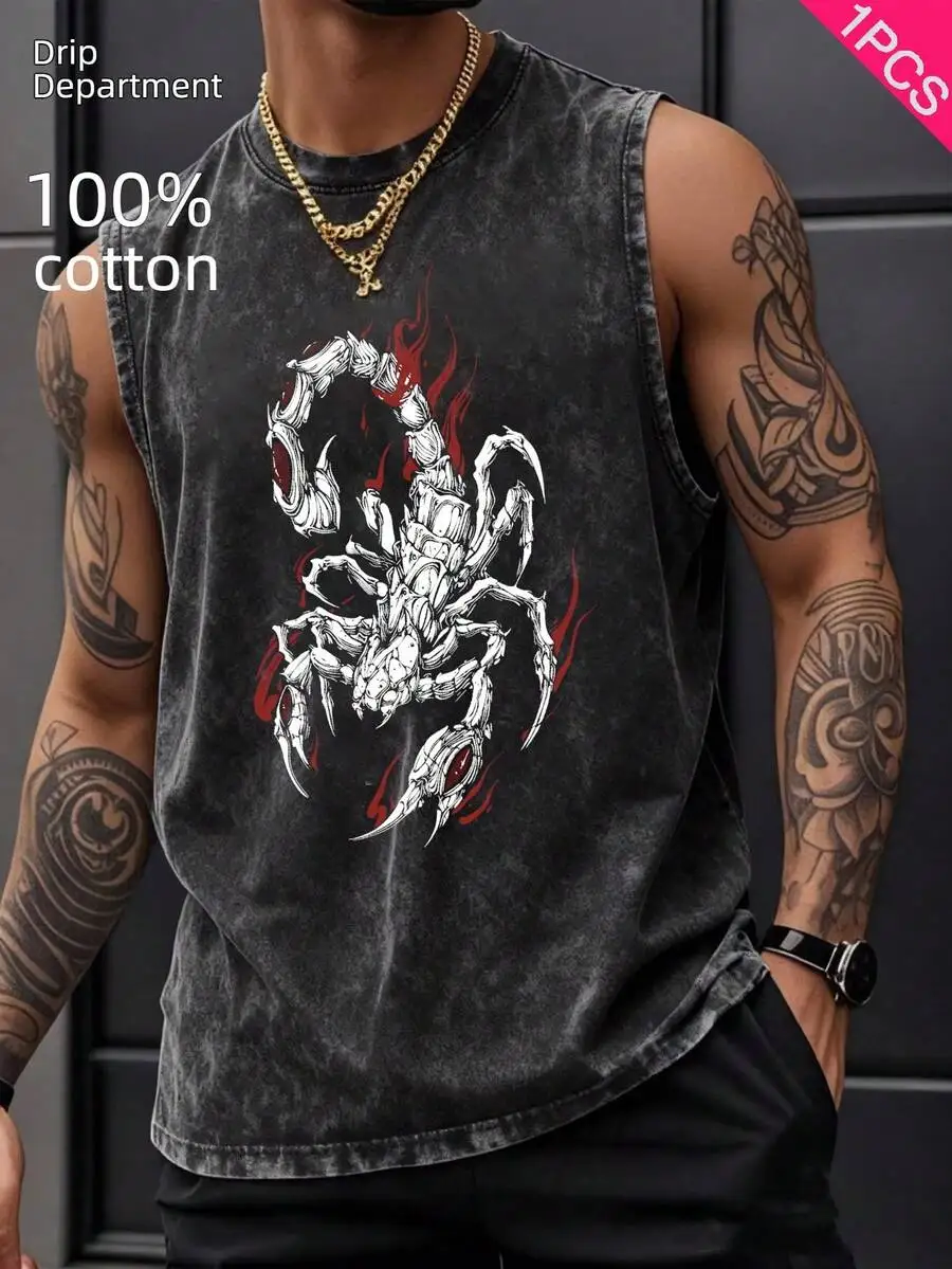Mens Vintage Washed Cotton Tank Top Scorpion Print Loose Fit Casual Street Style Sleeveless Round Neck Summer
Mens Vintage Washed Cotton Tank Top Scorpion Print Loose Fit Casual Street Style Sleeveless Round Neck Summer