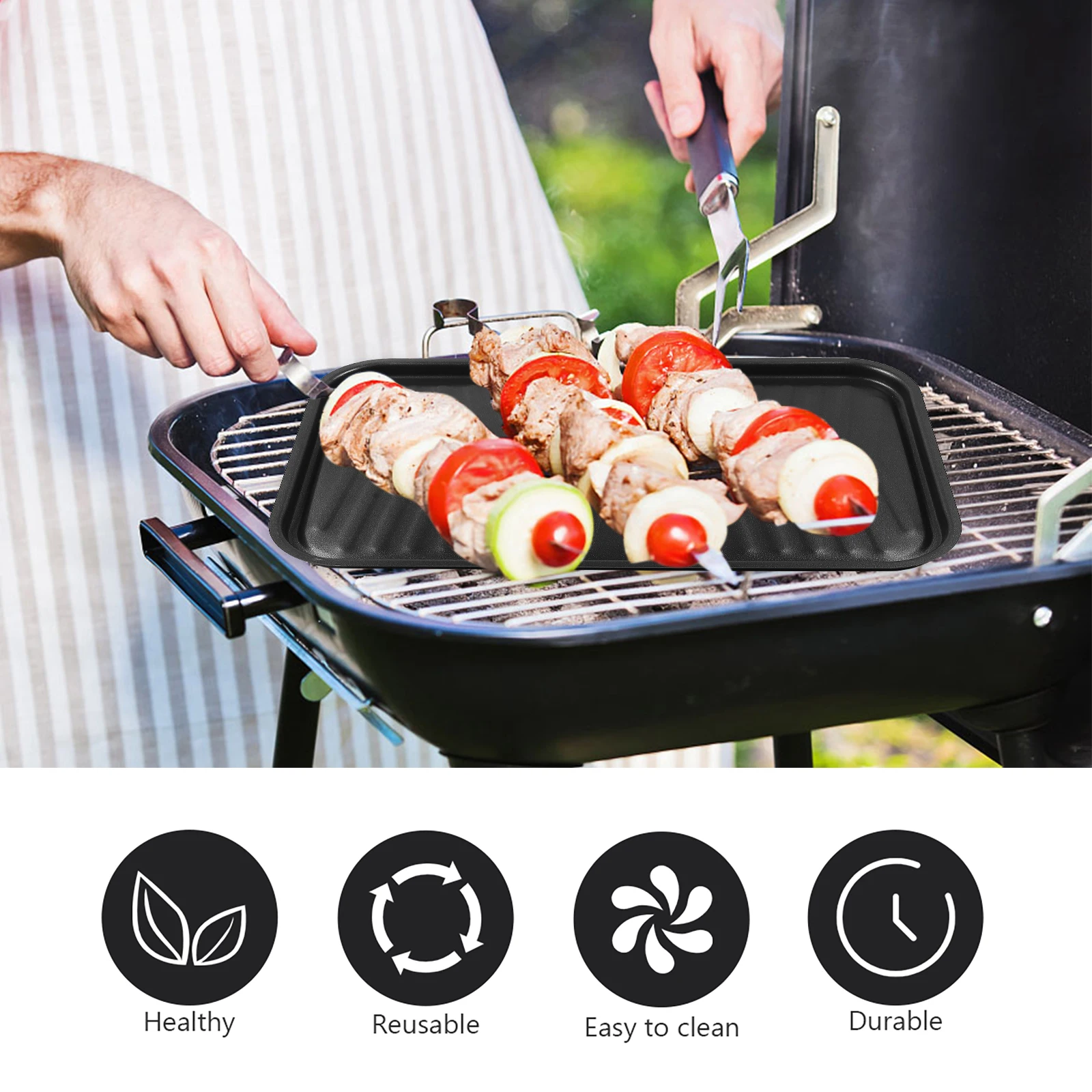 Thickened Non-stick Barbecue Tray Grill Pan Plate Portable Bbq Steel Griddle Baking Fry Large Capacity Outdoor Accessories Food
Thickened Non-stick Barbecue Tray Grill Pan Plate Portable Bbq Steel Griddle Baking Fry Large Capacity Outdoor Accessories Food