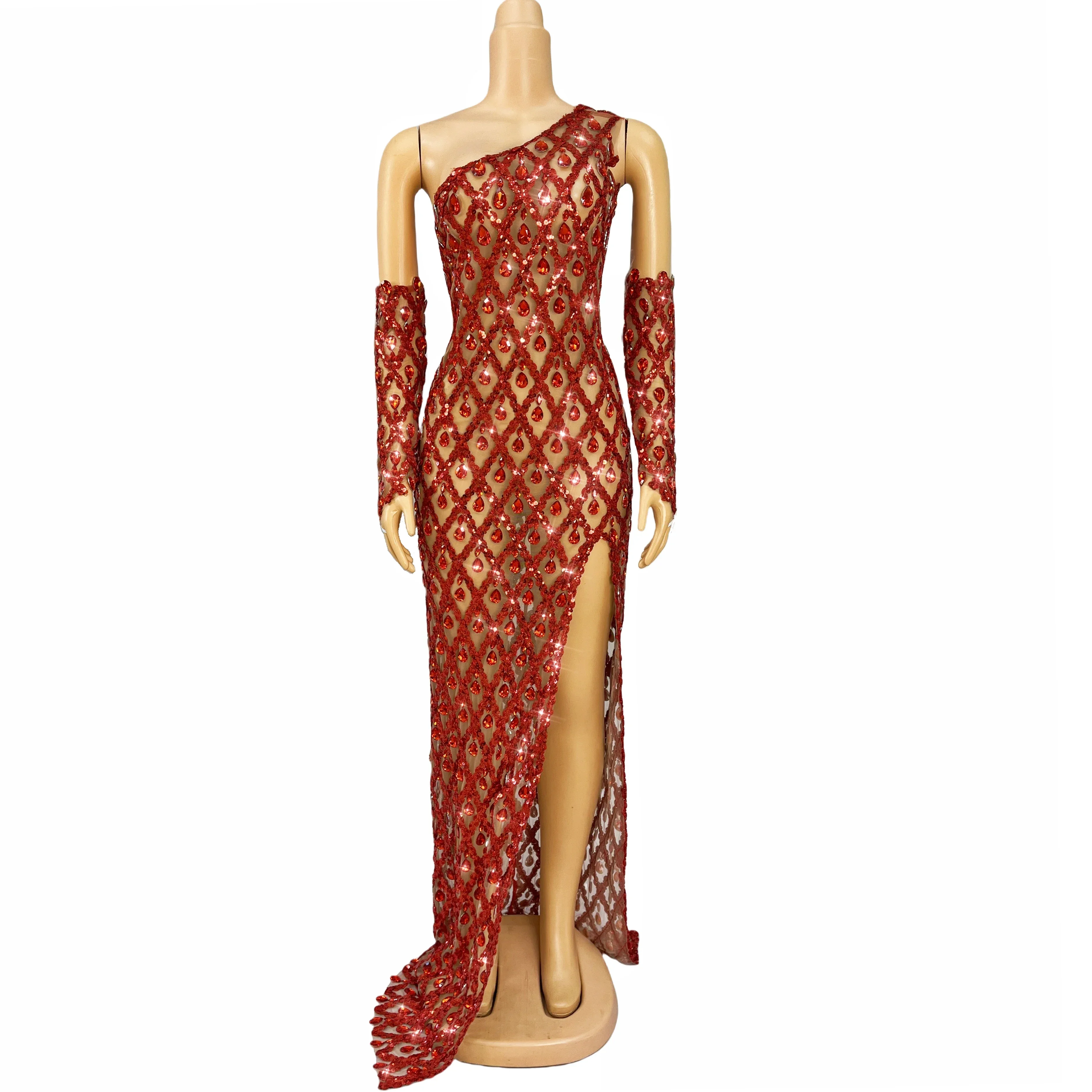 Blingbling Sequins Stones Transparent One shoulder Dress Shiny Oversleeves Outfit Evening Celebrate Gown Stretch Mesh shaokao
Blingbling Sequins Stones Transparent One shoulder Dress Shiny Oversleeves Outfit Evening Celebrate Gown Stretch Mesh shaokao