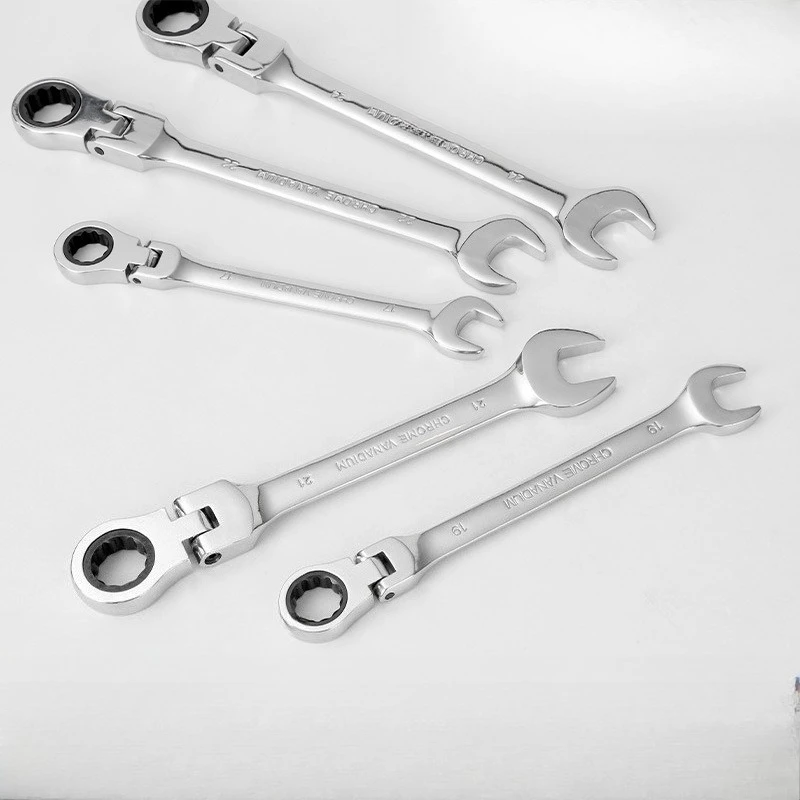 For Auto Repair & Hardware - Swivel Head Ratchet Wrench, Double-Ended Open/Box End, Quick Release, Mirror Finish