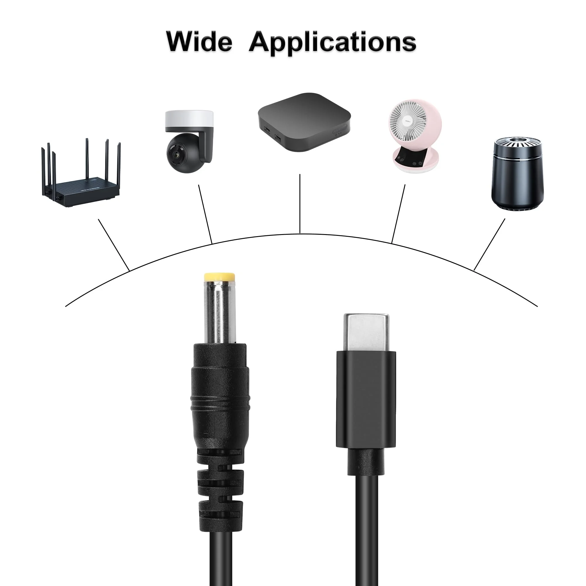 1.5m Type-C to DC5525 12V Power Charge Cable USB-C Male Input to DC Output 5.5x2.5mm Male Plug Power Cord for Router, CCTV, etc
1.5m Type-C to DC5525 12V Power Charge Cable USB-C Male Input to DC Output 5.5x2.5mm Male Plug Power Cord for Router, CCTV, etc