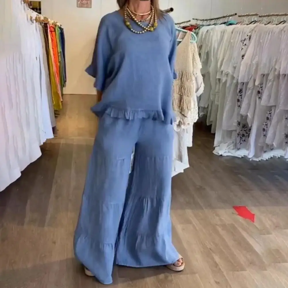 Women Casual Two-piece Set Stylish Women's Ruffle Patchwork Top Wide Leg Trousers Set for Daily Wear Elegant for Women for Women
Women Casual Two-piece Set Stylish Women's Ruffle Patchwork Top Wide Leg Trousers Set for Daily Wear Elegant for Women for Women