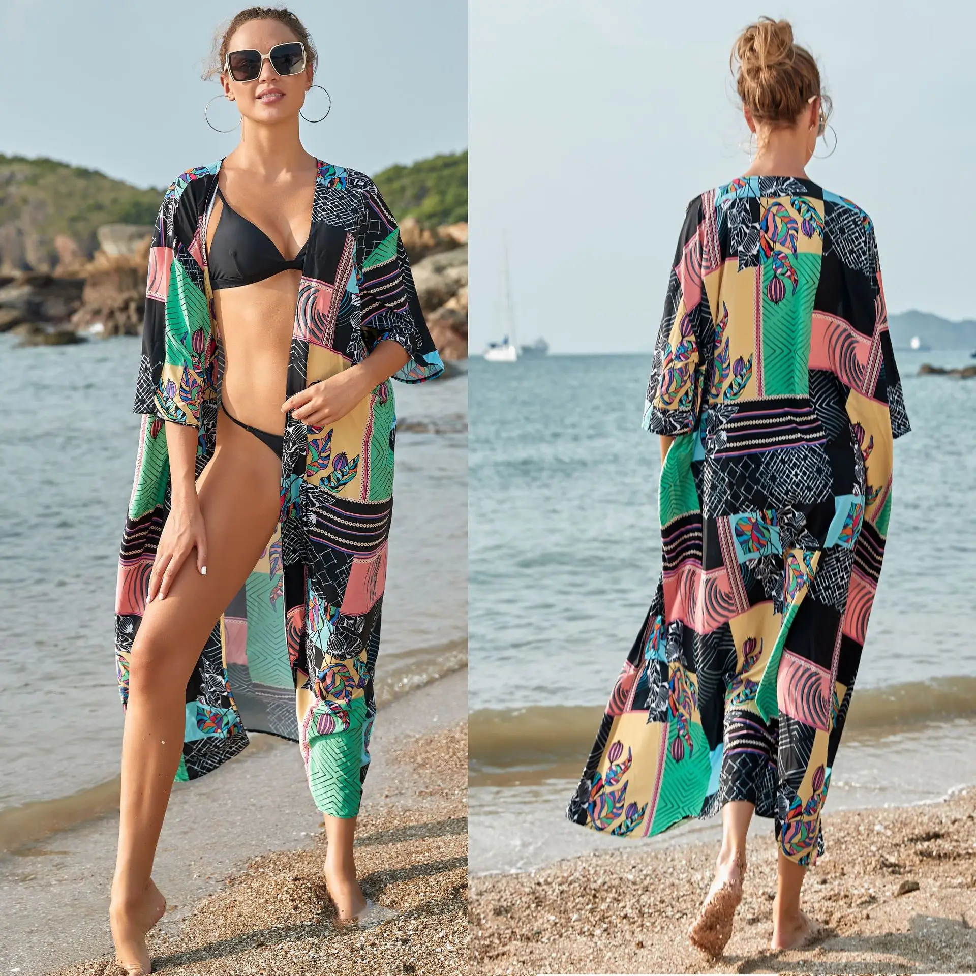Beach Kimono for Women Printed Swimsuit Cover Up Self Belted Wrap Dresses Seaside Bathing Suits Beachwear
Beach Kimono for Women Printed Swimsuit Cover Up Self Belted Wrap Dresses Seaside Bathing Suits Beachwear