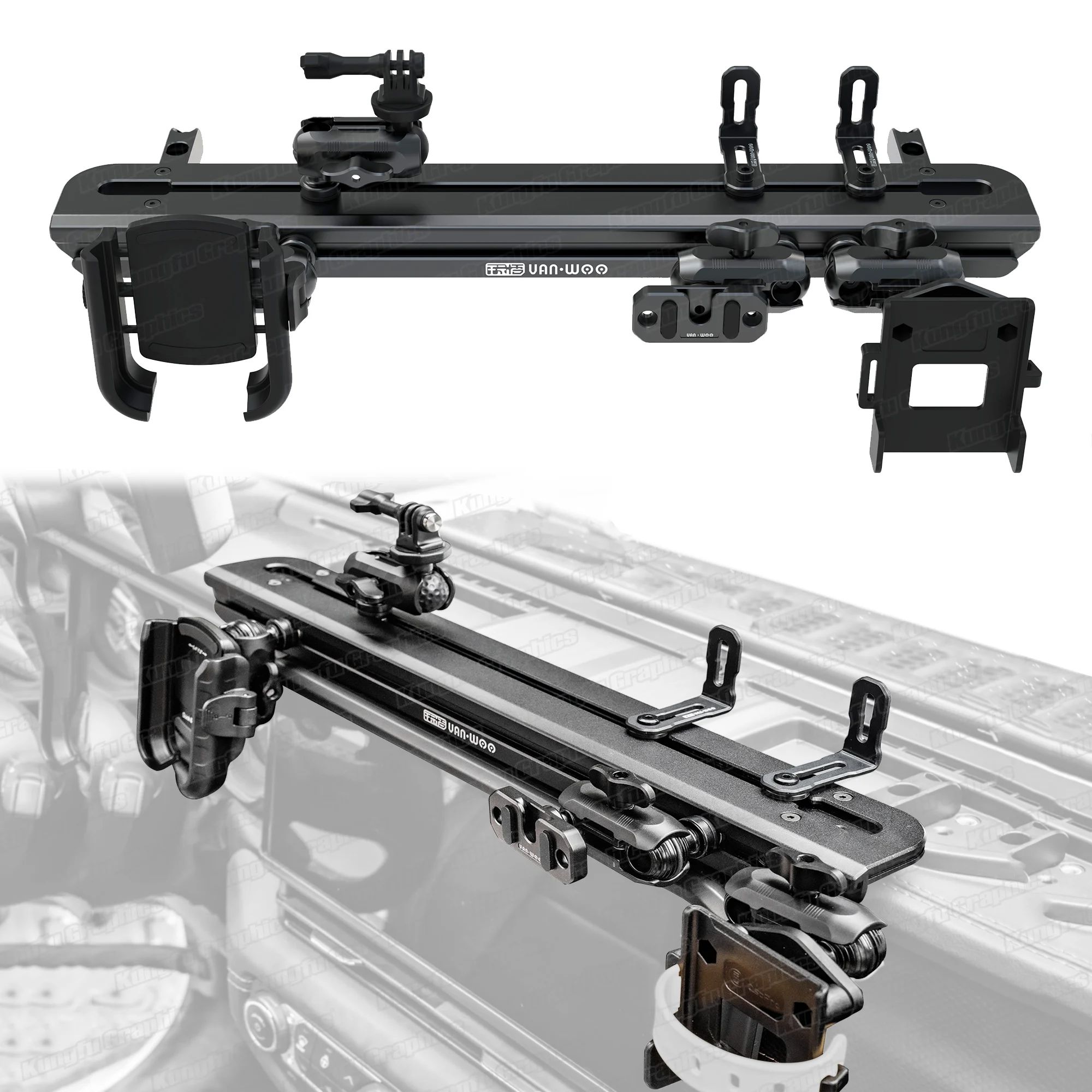 Multi-Device Rail Bracket Phone / Action Camera / Walkie Talkie Dashboard Storage Bracket Mount for Jeep Wrangler 2024 2025
Multi-Device Rail Bracket Phone / Action Camera / Walkie Talkie Dashboard Storage Bracket Mount for Jeep Wrangler 2024 2025