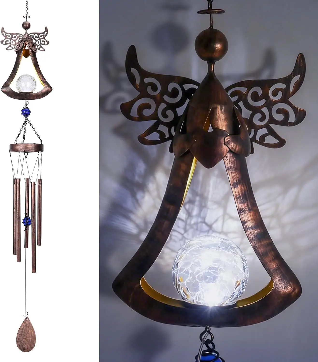42" Solar Wind Chime with Crackle Glass Ball LED Lights for Outdoor Garden Patio Decor
42" Solar Wind Chime with Crackle Glass Ball LED Lights for Outdoor Garden Patio Decor