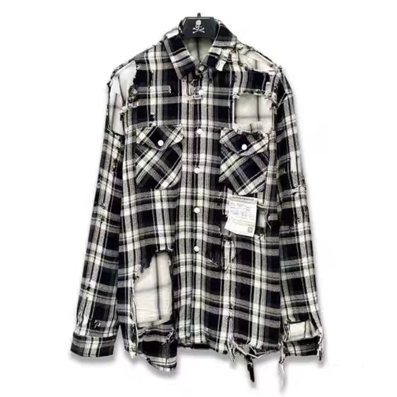 Kapital Black White Plaid Damaged Double Layered Shirts Jacket Men and Women Cotton Shirt Coat Unisex Shirts
Kapital Black White Plaid Damaged Double Layered Shirts Jacket Men and Women Cotton Shirt Coat Unisex Shirts
