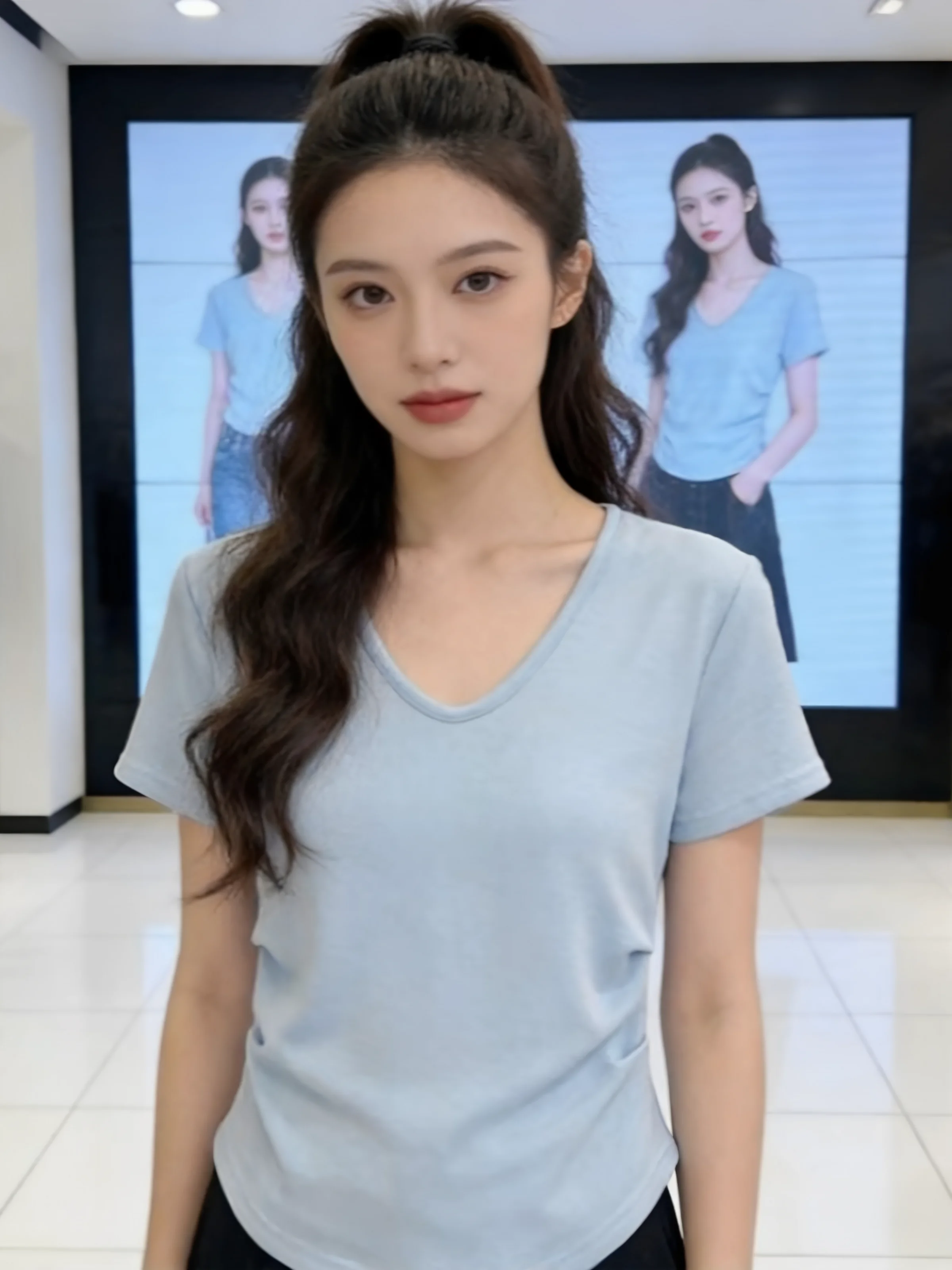 Summer 2026 Women's Slim Fit Short Sleeve T-Shirt V-Neck Waist Cinched Pleated Shoulder Width Regular Pure Color Casual Top
Summer 2026 Women's Slim Fit Short Sleeve T-Shirt V-Neck Waist Cinched Pleated Shoulder Width Regular Pure Color Casual Top