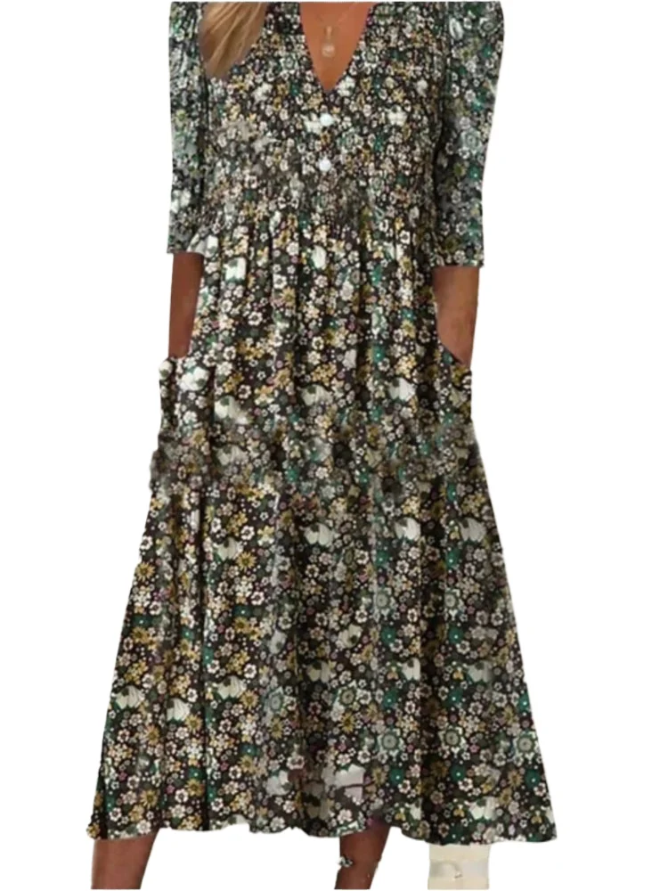 Women V Neck Print Dress Fashion Casual Boho Beach Holiday Party Loose Skirt Dresses Robe Femme Summer Vintage Womens Clothing
Women V Neck Print Dress Fashion Casual Boho Beach Holiday Party Loose Skirt Dresses Robe Femme Summer Vintage Womens Clothing