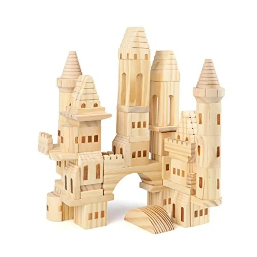 Medieval castle building blocks kit for kids: wooden construction set in brown and gray, featuring knights and princesses theme
Medieval castle building blocks kit for kids: wooden construction set in brown and gray, featuring knights and princesses theme