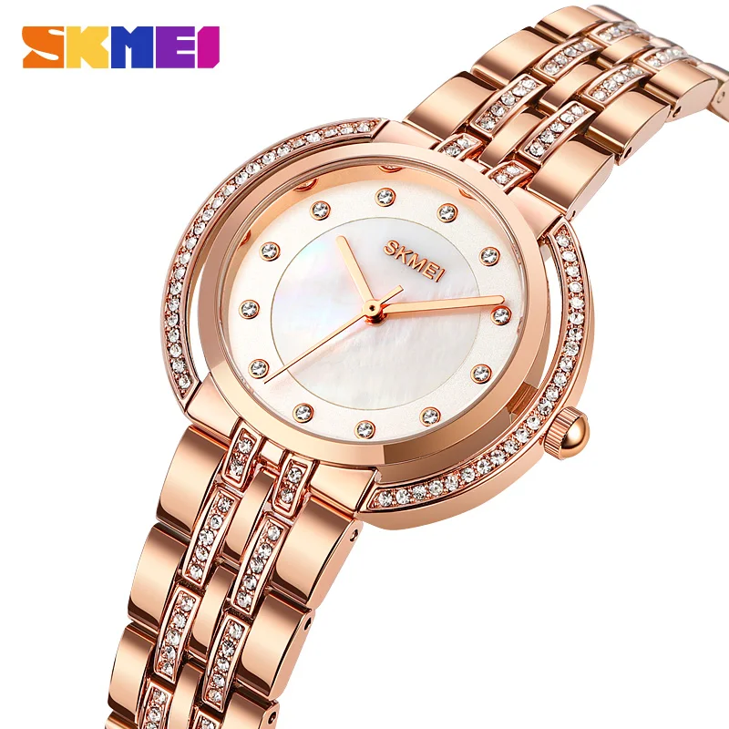 SKMEI Brand New Fashion Women Watch Luxury Rhinestone Rose Gold Stainless Steel Clock Female Quartz Wristwatch Girl Gift
SKMEI Brand New Fashion Women Watch Luxury Rhinestone Rose Gold Stainless Steel Clock Female Quartz Wristwatch Girl Gift