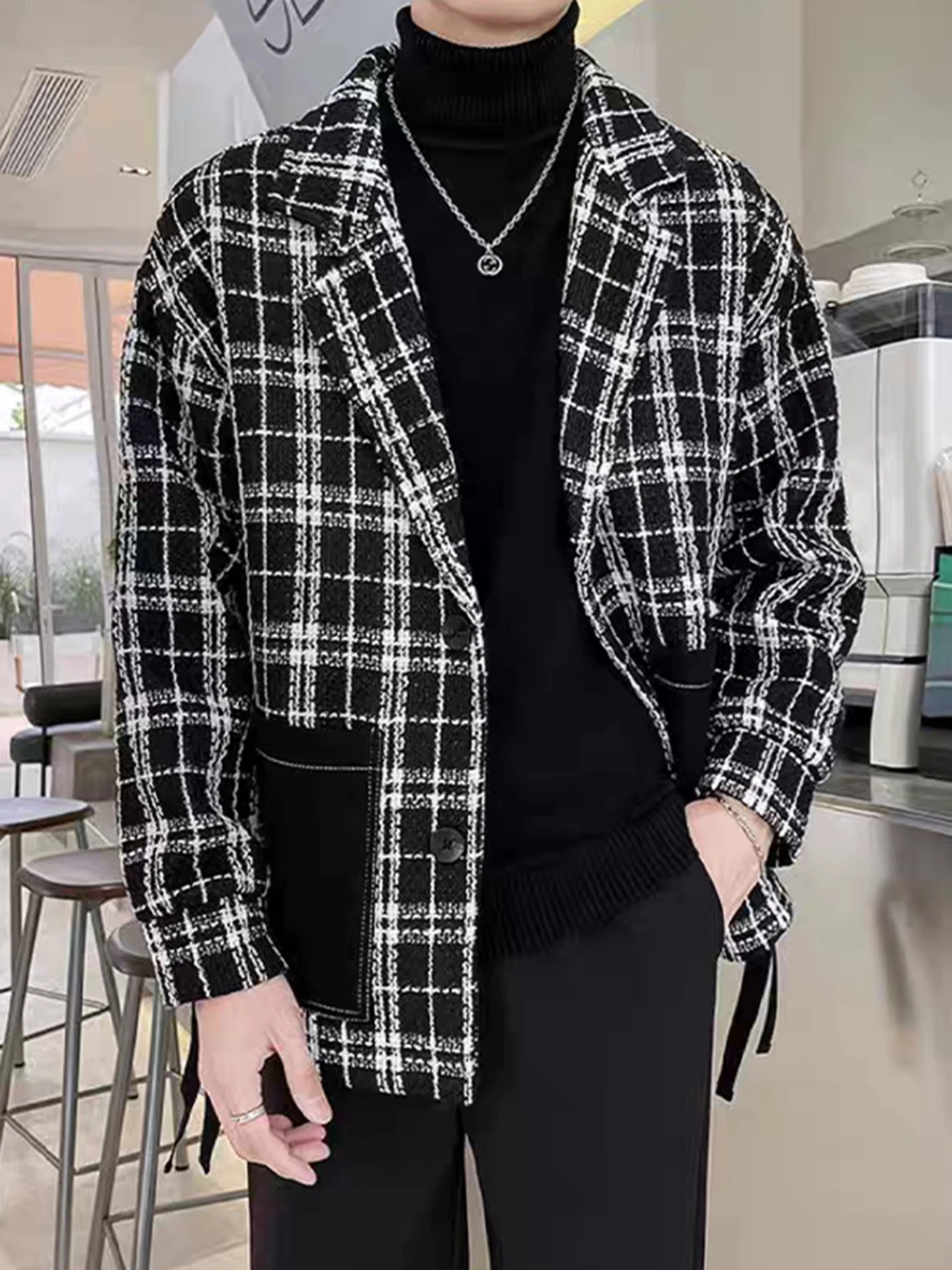 Мужская шерстяная куртка Bla Plaid Spliced в клетку, осенняя, модная, приталенная, молодежная, повседневная, ветрозащитная
Мужская шерстяная куртка Bla Plaid Spliced в клетку, осенняя, модная, приталенная, молодежная, повседневная, ветрозащитная