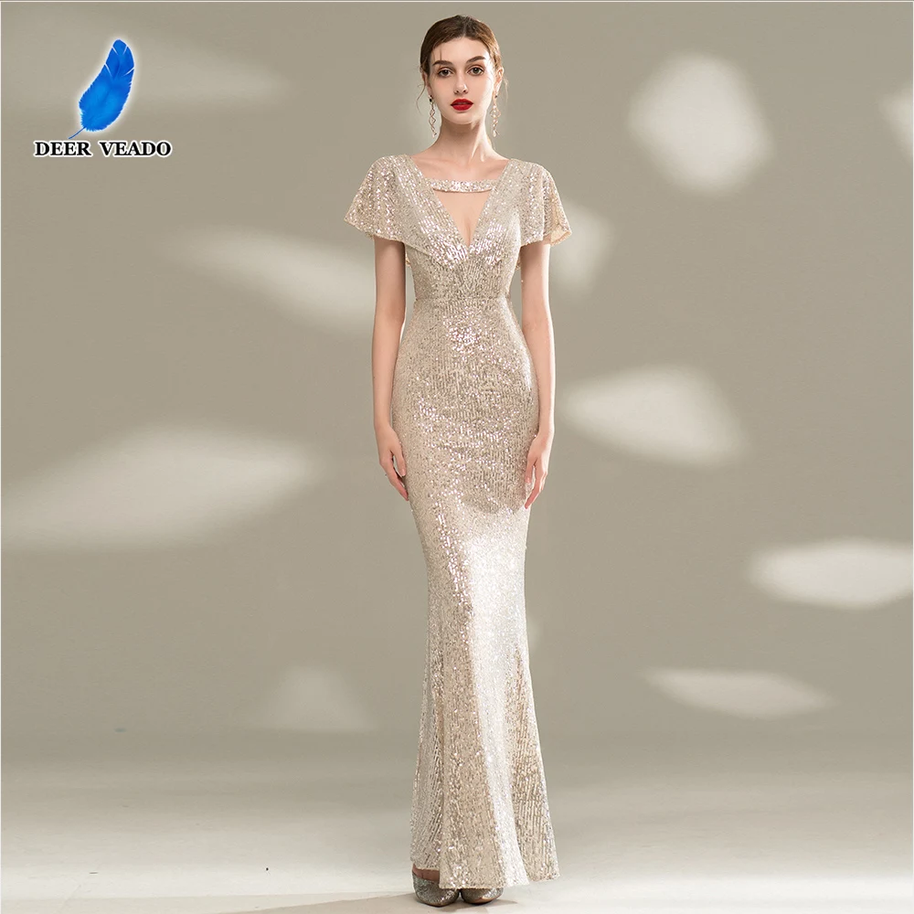 DEERVEADO 4 Colors Mermaid Deep V-Neck Sequins Evening Dresses Woman Elegant Formal Occasion Dress Wedding Party Dresses Long
DEERVEADO 4 Colors Mermaid Deep V-Neck Sequins Evening Dresses Woman Elegant Formal Occasion Dress Wedding Party Dresses Long