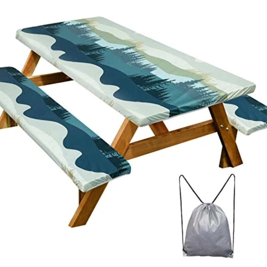 Picnic Table Cover with Bench Covers Camping Essentials Waterproof Windproof Camping Tablecloth with Drawstring Bag, Fitted Rec
Picnic Table Cover with Bench Covers Camping Essentials Waterproof Windproof Camping Tablecloth with Drawstring Bag, Fitted Rec