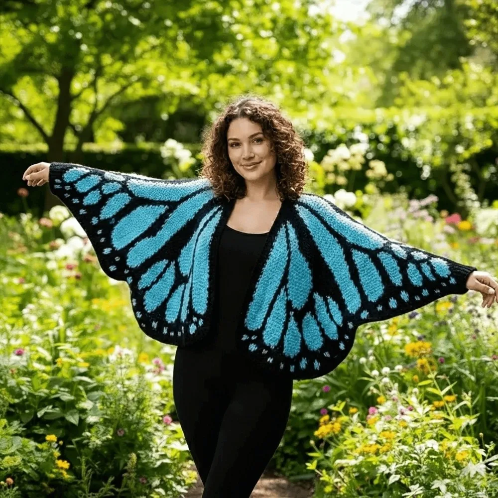 Crochet Monarch Butterfly Knit Cardigan Breathable Keep Warm Butterfly Cloak Soft with Butterflies Wing Butterfly Cape for Women
Crochet Monarch Butterfly Knit Cardigan Breathable Keep Warm Butterfly Cloak Soft with Butterflies Wing Butterfly Cape for Women