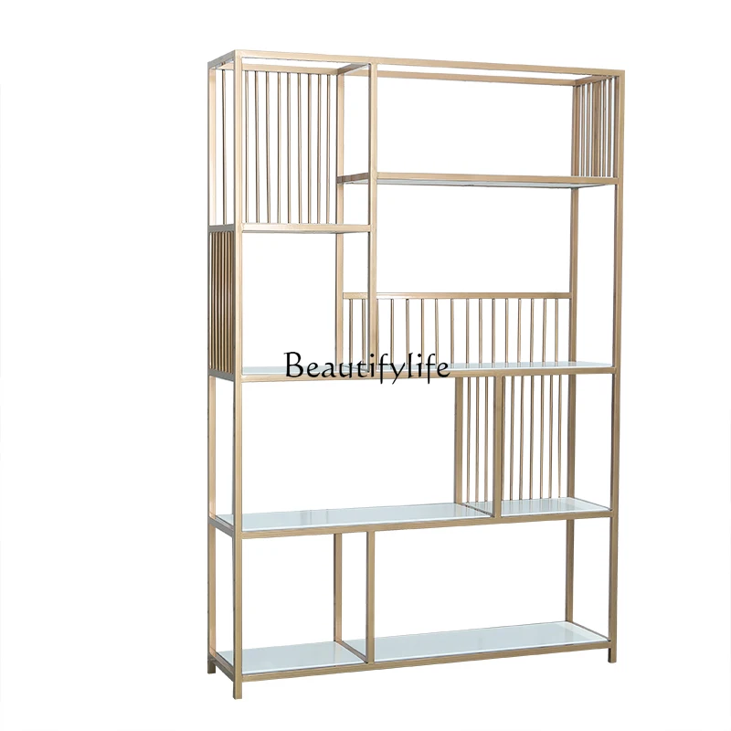Nordic simple wrought iron gold display cabinet floor rack glass rack creative partition
Nordic simple wrought iron gold display cabinet floor rack glass rack creative partition