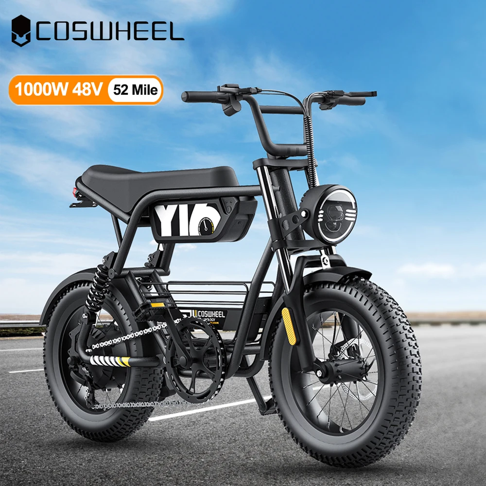 Coswheel Y16 Electric Bike for Adults 1000W Moped Style Ebike 48V 15Ah Removable Battery 28MPH Electric Motorcycle FatTire ebike
Coswheel Y16 Electric Bike for Adults 1000W Moped Style Ebike 48V 15Ah Removable Battery 28MPH Electric Motorcycle FatTire ebike