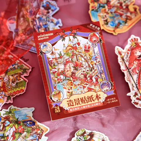 Kawaii 3D Cartoon Fairy Tale Story Miniature Scene MiniSticker Book DIY Handmade Collage Toy Game Sticker Children Festival Gift