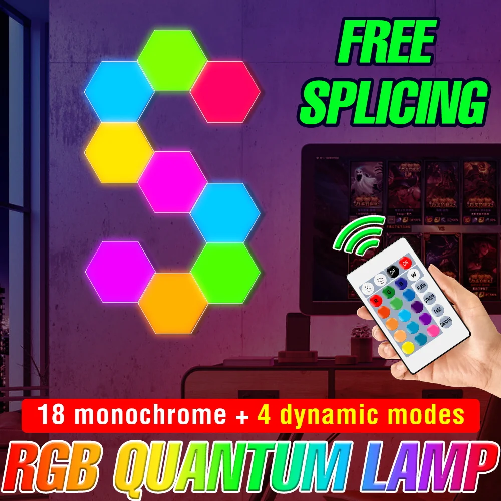 LED Night Lights RGB Quantum Lamp DIY Creative Hexagon Wall Lamp For Holiday Party Gaming Room Decoration Bedroom LED Neon Light
LED Night Lights RGB Quantum Lamp DIY Creative Hexagon Wall Lamp For Holiday Party Gaming Room Decoration Bedroom LED Neon Light