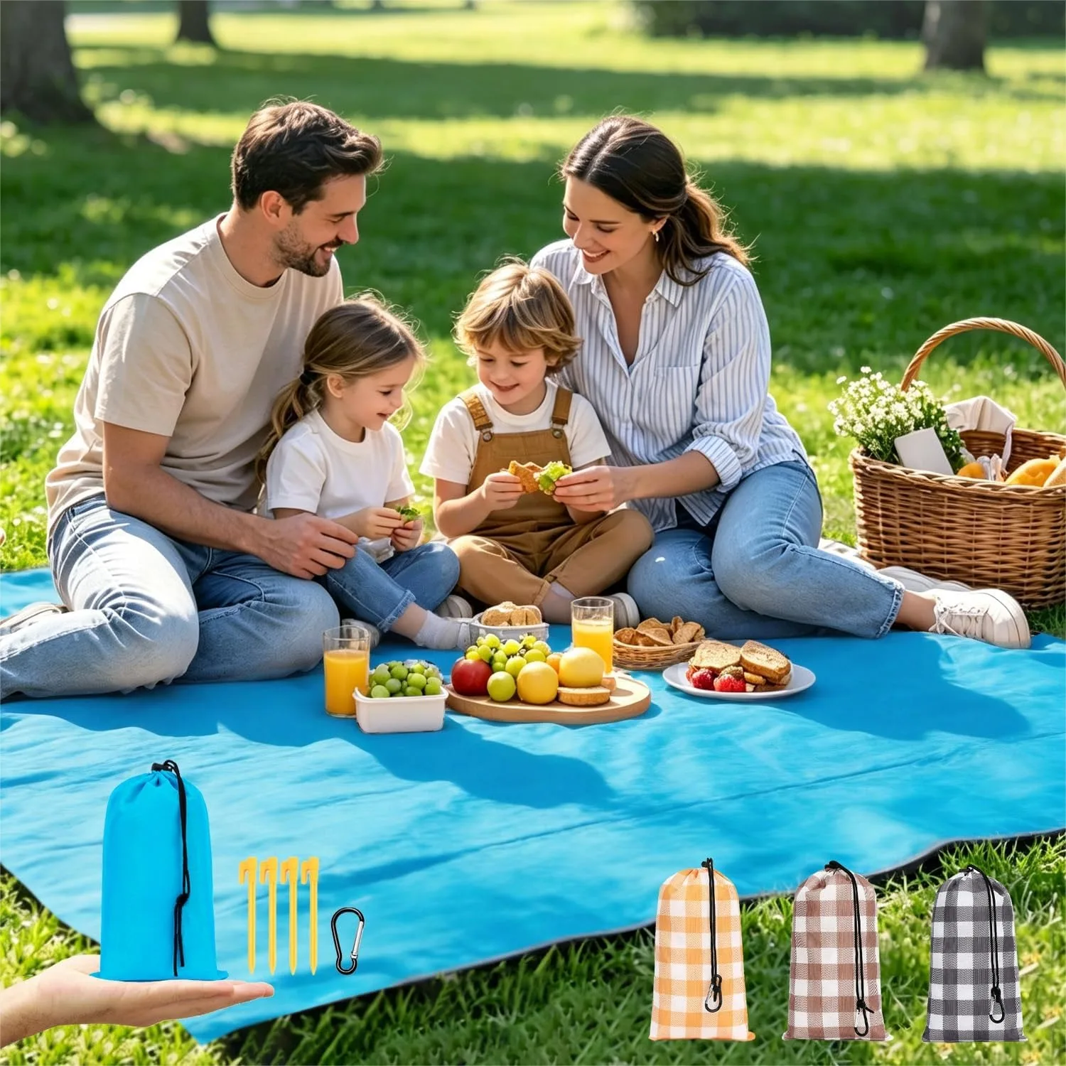 Portable Picnic Blanket Sandproof Waterproof, Lightweight Camping Tarp Quick Dry Foldable Beach Mat with Corner Pockets & Stakes
Portable Picnic Blanket Sandproof Waterproof, Lightweight Camping Tarp Quick Dry Foldable Beach Mat with Corner Pockets & Stakes