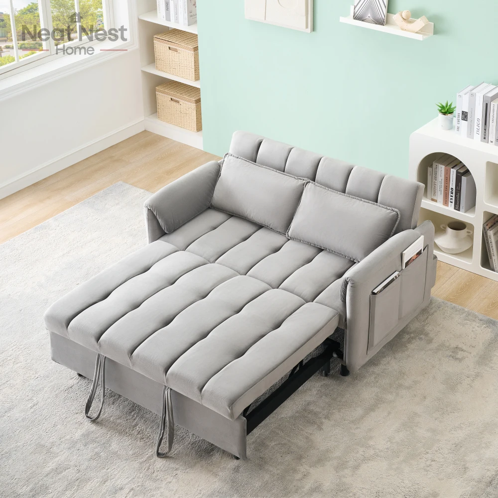 53 inch modern velvet sofa bed, multifunctional pull-out bed, casual sofa with backrest pillow
53 inch modern velvet sofa bed, multifunctional pull-out bed, casual sofa with backrest pillow
