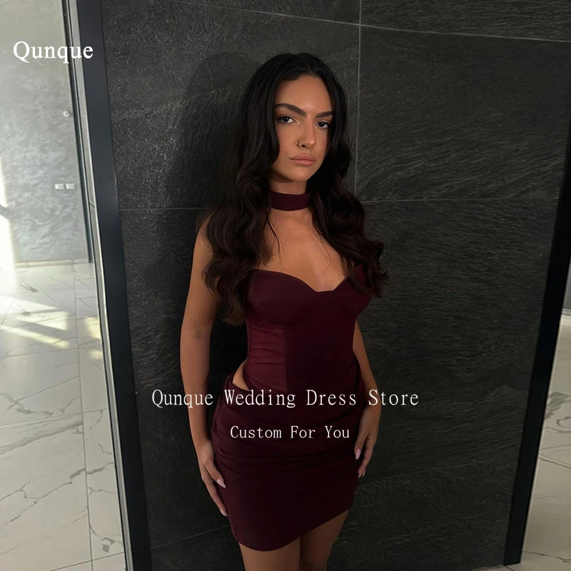 Qunque Burgundy Mini Prom Dresses Birthday Dress Woman Sexy Sleeveless Lace Up Back Robe De Cérémonie Pour Femme Customized
Qunque Burgundy Mini Prom Dresses Birthday Dress Woman Sexy Sleeveless Lace Up Back Robe De Cérémonie Pour Femme Customized
