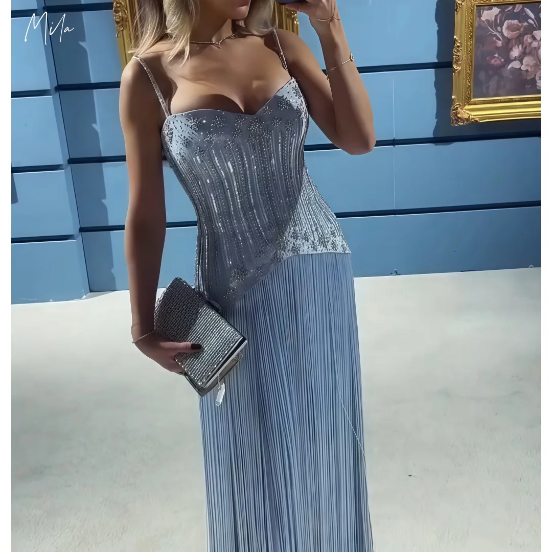 Mila Light Blue Sequin Spaghetti-Strap Prom Dresses Customized Formal Evening Pleated Asymmetrical Floor-Length vestidos de gala
Mila Light Blue Sequin Spaghetti-Strap Prom Dresses Customized Formal Evening Pleated Asymmetrical Floor-Length vestidos de gala