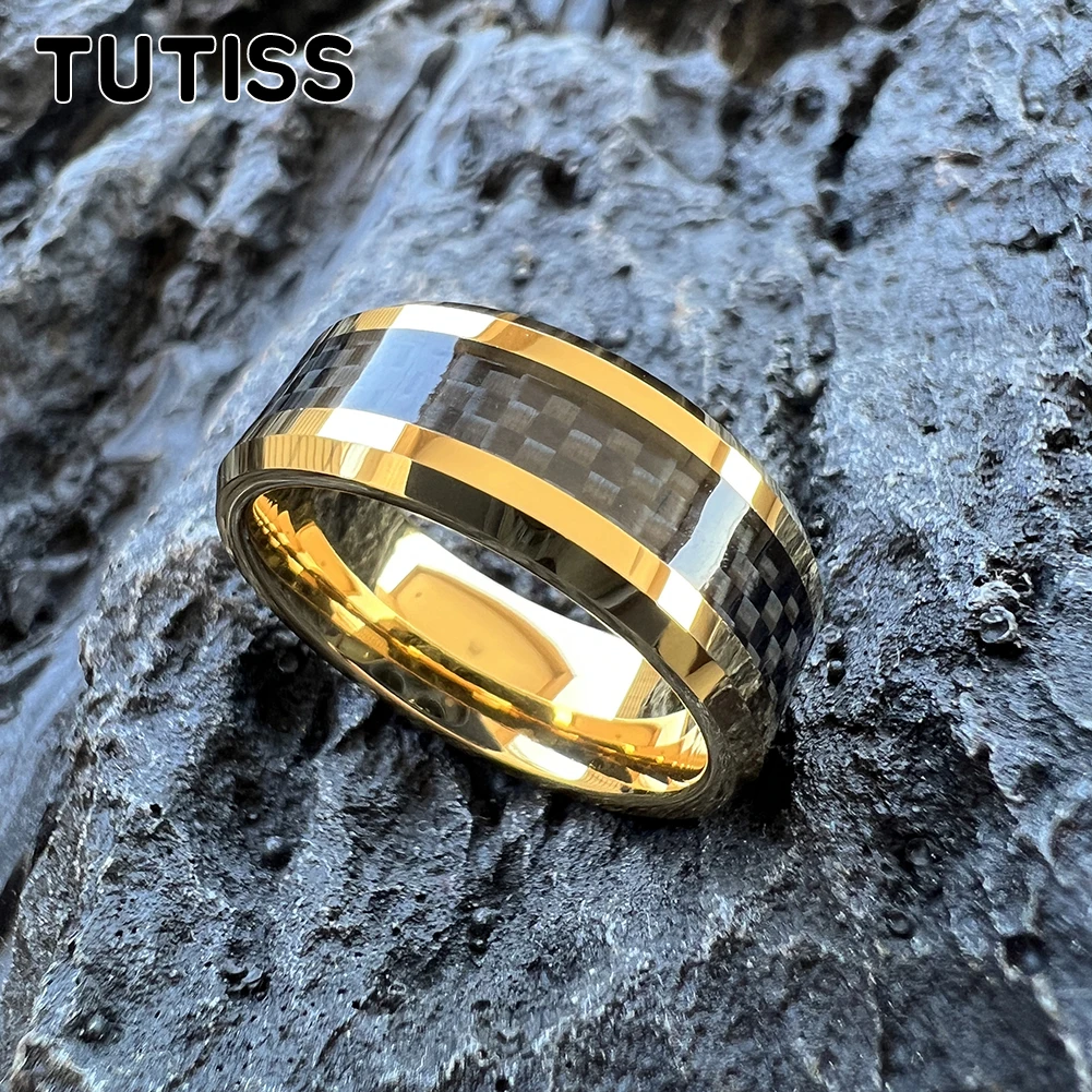 TUTISS 8mm Tungsten Ring With Black Carbon Fiber Inlay In The Middle Groove, Classic Fashion And Comfortable Fit
TUTISS 8mm Tungsten Ring With Black Carbon Fiber Inlay In The Middle Groove, Classic Fashion And Comfortable Fit