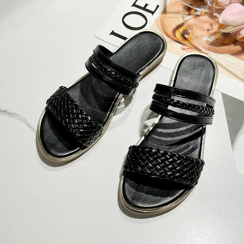 Pop Sandals Women's Xia Xinhong Outer Wear Fashionable Versatile Woven Flat-bottomed Temperament Sandals
Pop Sandals Women's Xia Xinhong Outer Wear Fashionable Versatile Woven Flat-bottomed Temperament Sandals