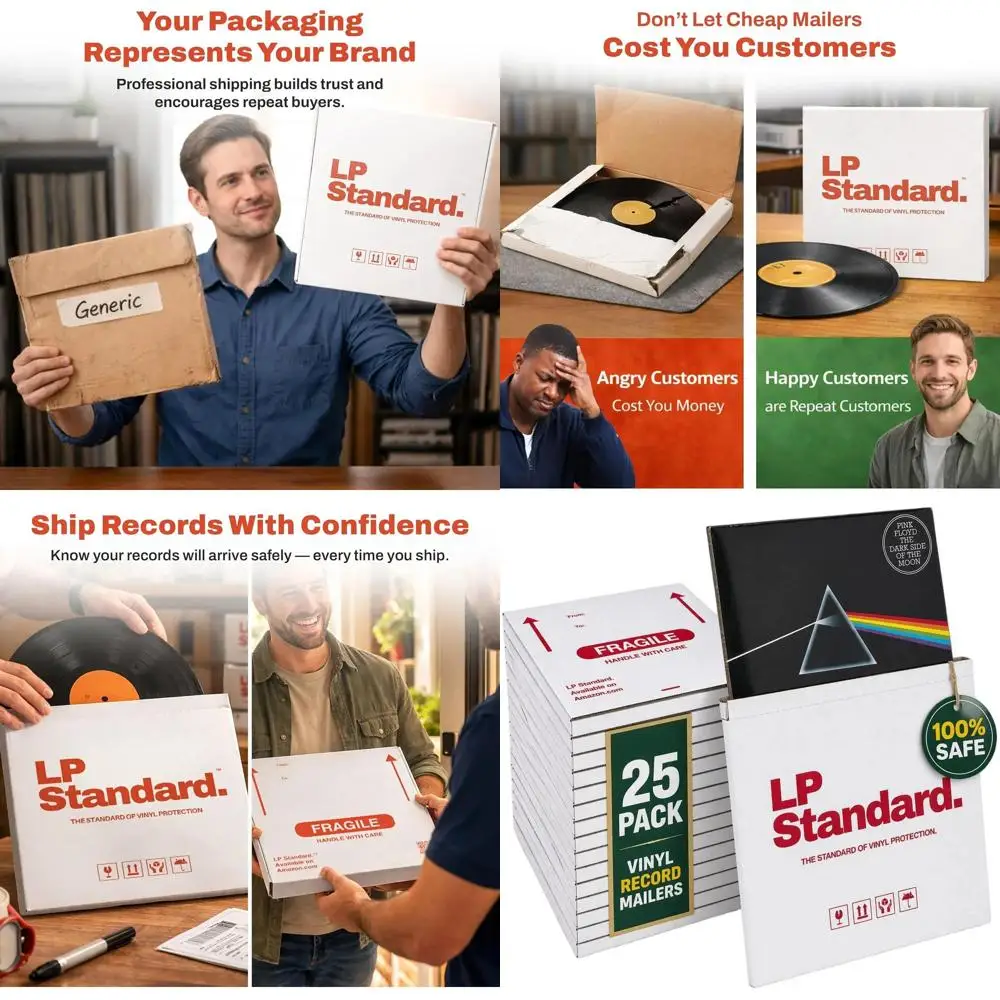 Thick Cardboard Vinyl Record Mailers - 25 Pack, 12.5 x 12.5 x 1, Protective Warning, Durable Shipping Boxes
Thick Cardboard Vinyl Record Mailers - 25 Pack, 12.5 x 12.5 x 1, Protective Warning, Durable Shipping Boxes