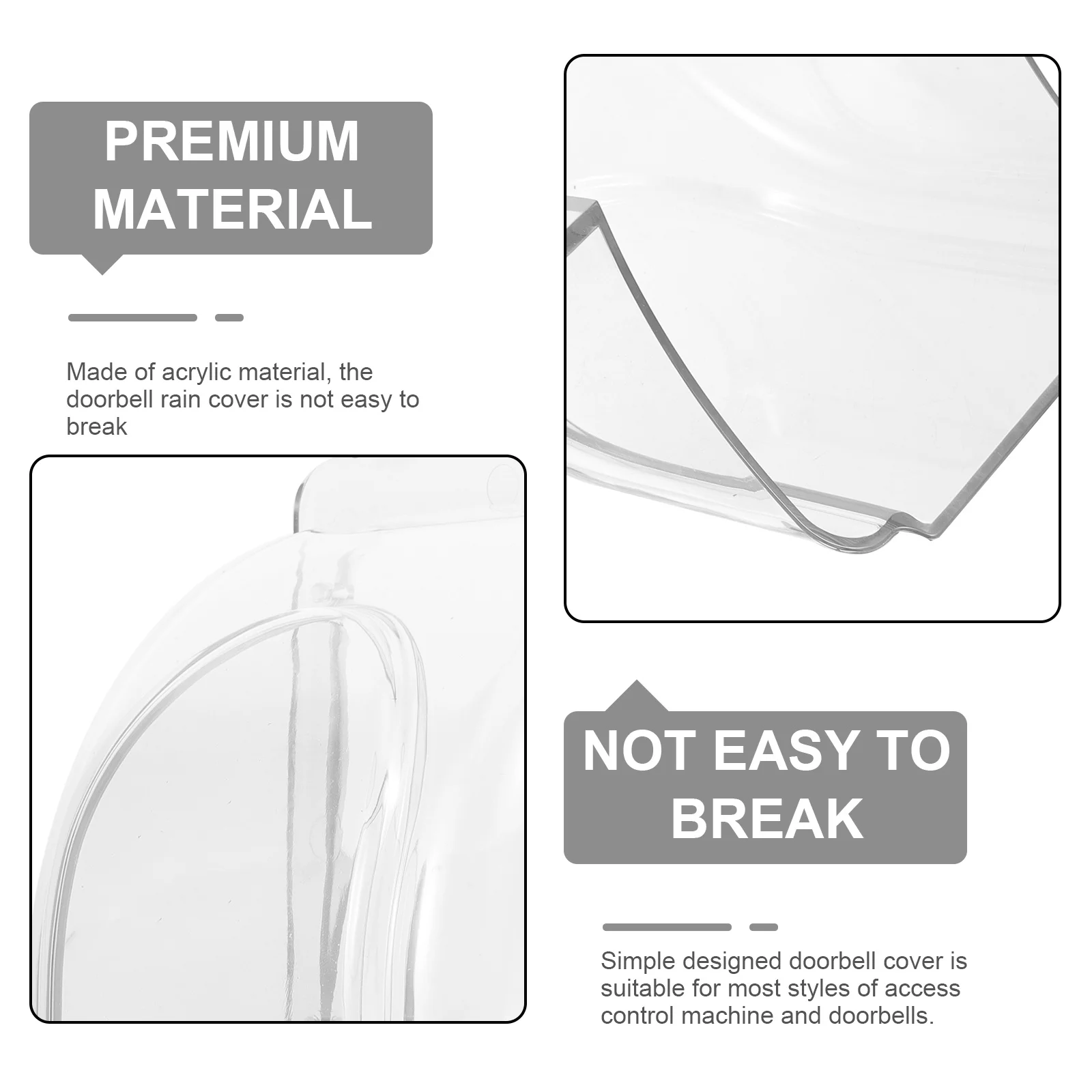 Clear Acrylic Outdoor Doorbell Rain Cover Waterproof Dustproof Protection for Access Control and Attendance Device Housing
Clear Acrylic Outdoor Doorbell Rain Cover Waterproof Dustproof Protection for Access Control and Attendance Device Housing