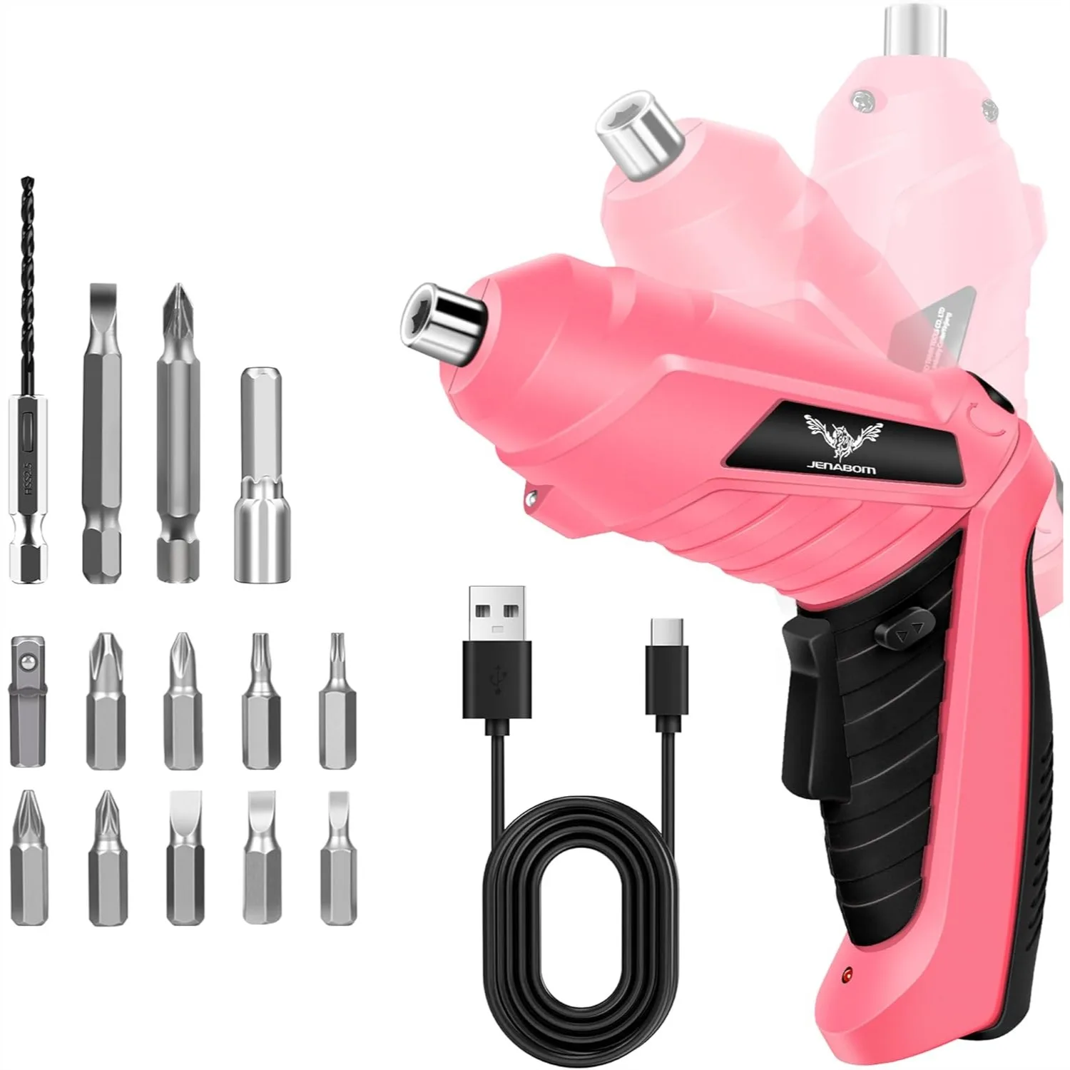 Cordless Electric Screwdriver Set 3.6V Rechargeable Power Drill 3Nm Screw Gun With 2 Position Handle LED Light 14 In 1 Driver Bit Set Pink Black
Cordless Electric Screwdriver Set 3.6V Rechargeable Power Drill 3Nm Screw Gun With 2 Position Handle LED Light 14 In 1 Driver Bit Set Pink Black