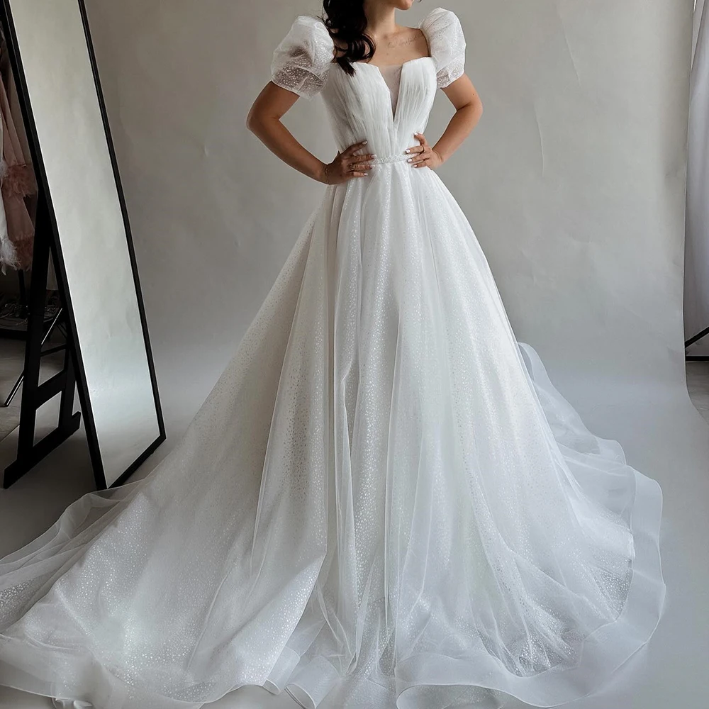 CustomizedExquisite Sequined Beading Organza A-Line V-Neck Flare sleeves Wedding Dress Floor Length Elegant Short Sleeves Sweep
CustomizedExquisite Sequined Beading Organza A-Line V-Neck Flare sleeves Wedding Dress Floor Length Elegant Short Sleeves Sweep
