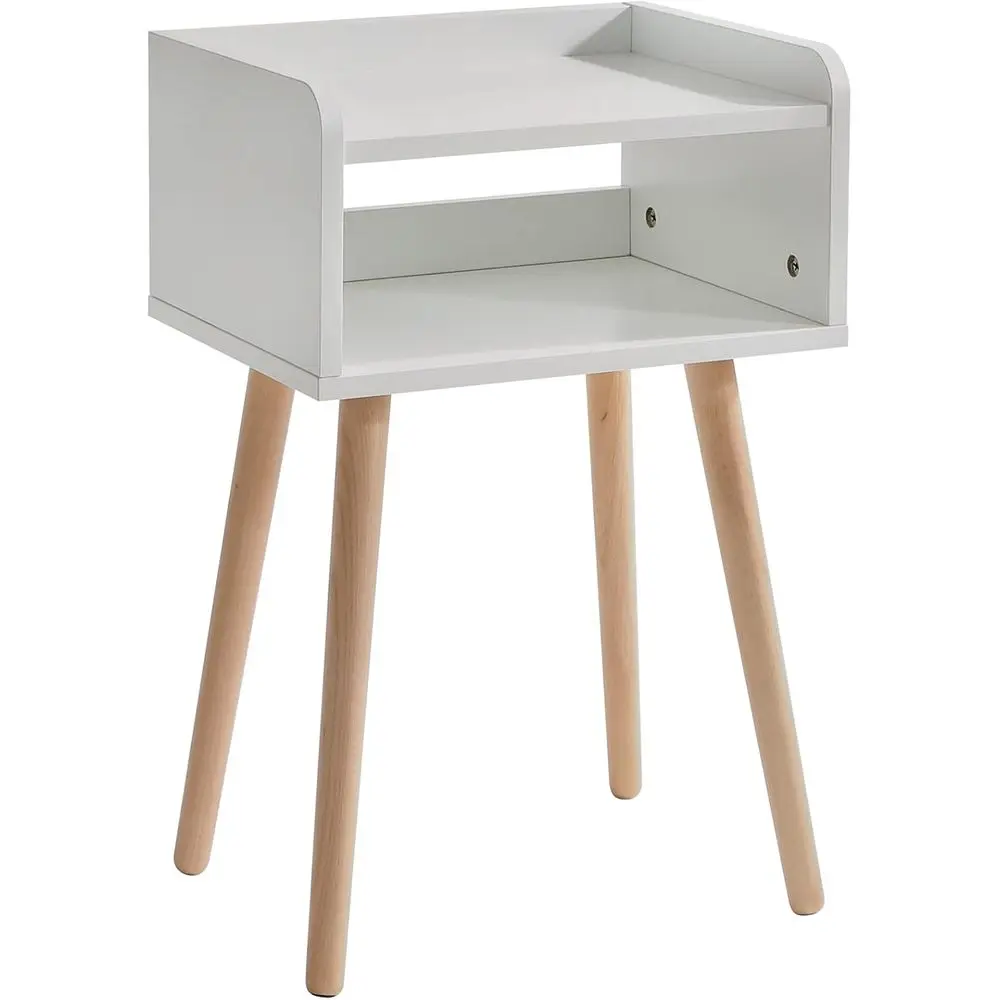 Прикроватная тумбочка в стиле Mid-Century Modern с ножками из массива дерева, минималистичный приставной столик с открытыми полками, простая сборка, белый цвет
Прикроватная тумбочка в стиле Mid-Century Modern с ножками из массива дерева, минималистичный приставной столик с открытыми полками, простая сборка, белый цвет