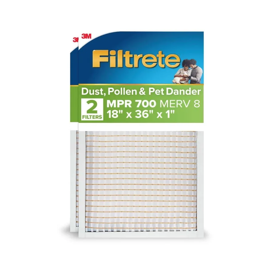 18x36x1 HVAC Furnace Air Filter MPR 700 MERV 8 Dust Pollen and Pet Dander Reduction 2 Pack
18x36x1 HVAC Furnace Air Filter MPR 700 MERV 8 Dust Pollen and Pet Dander Reduction 2 Pack
