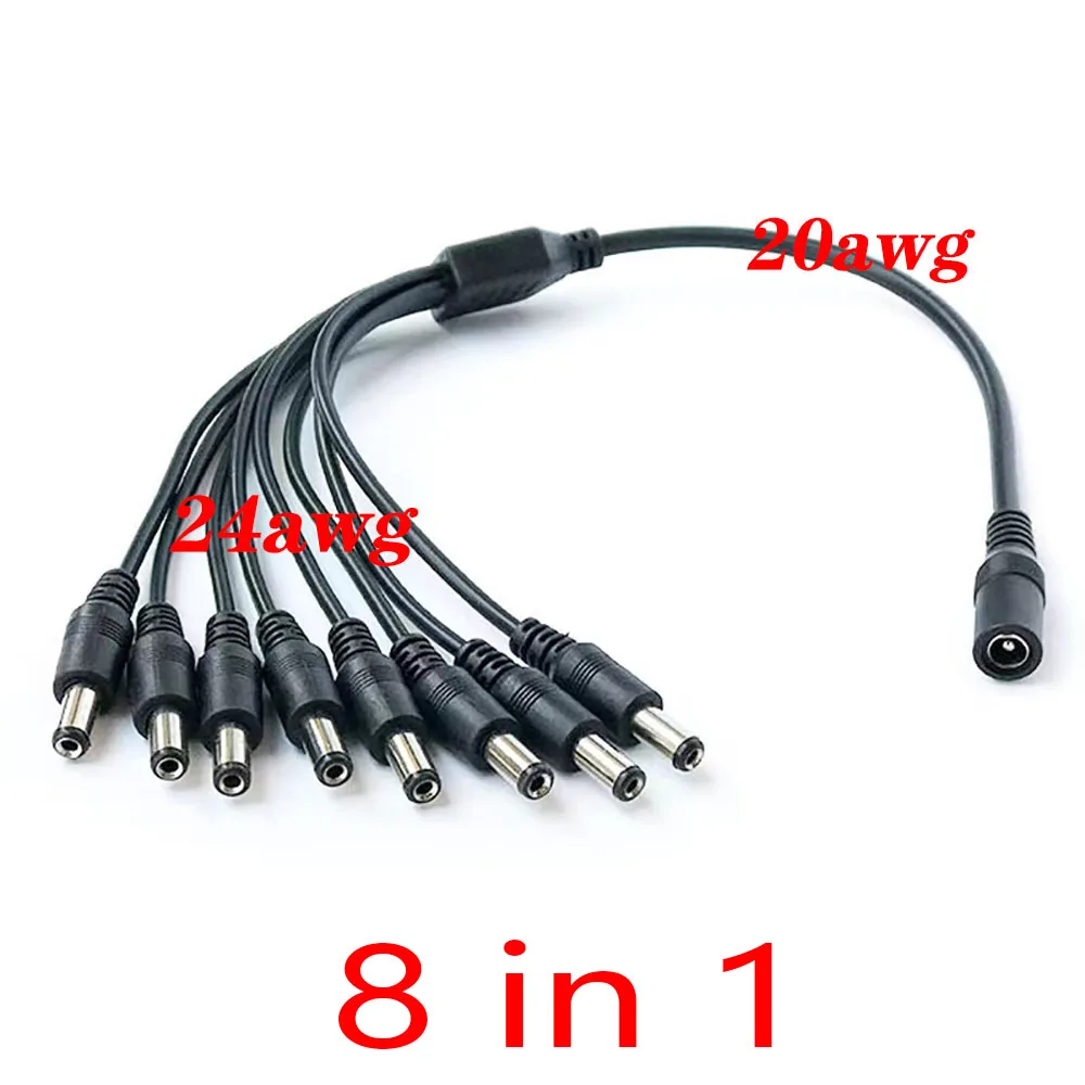 1pcs 5.5mm 2.1mm 1 To 8 Way DC Power Extension Cord Jack Plug Connector Splitter Cable For AC Adapter CCTV Security Camera
1pcs 5.5mm 2.1mm 1 To 8 Way DC Power Extension Cord Jack Plug Connector Splitter Cable For AC Adapter CCTV Security Camera