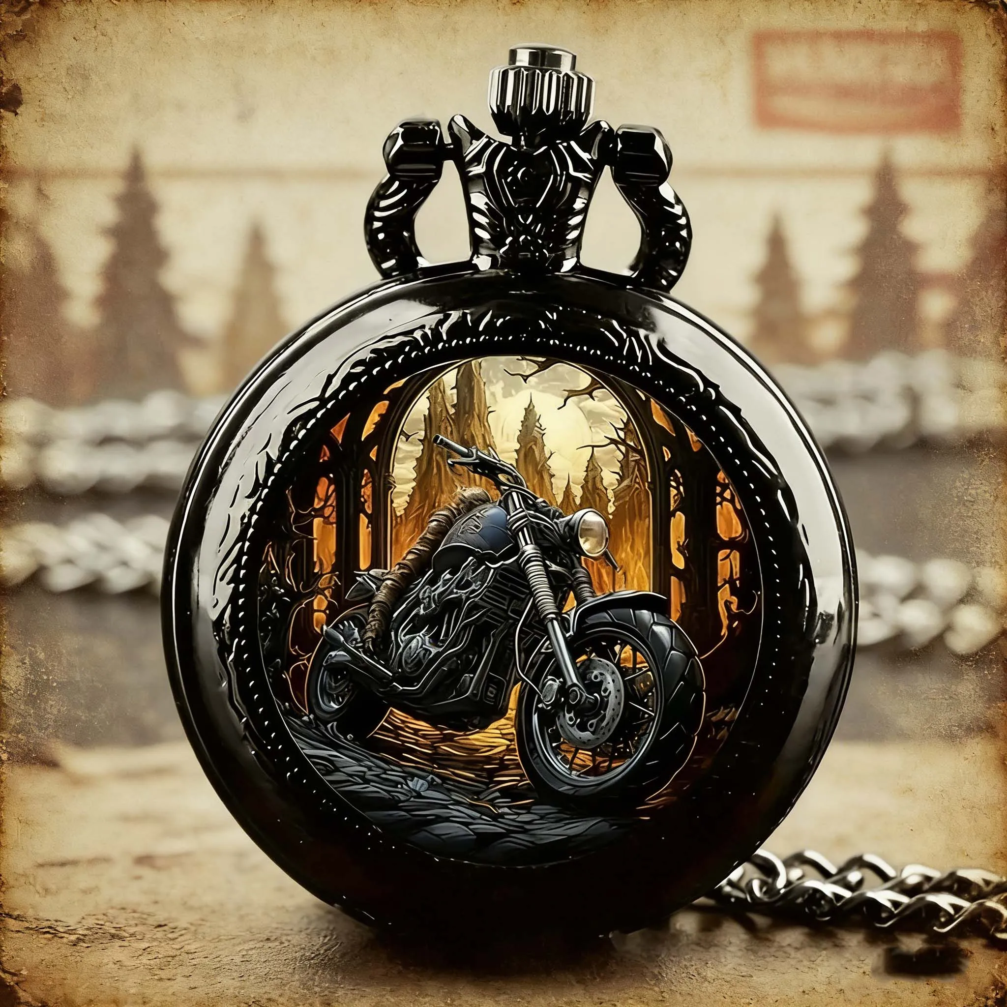 Vintage Black Motorcycle Quartz Pocket Watch, Necklace Pendant With World Time Feature, Ideal Gift For Men & Women and Kids
Vintage Black Motorcycle Quartz Pocket Watch, Necklace Pendant With World Time Feature, Ideal Gift For Men & Women and Kids