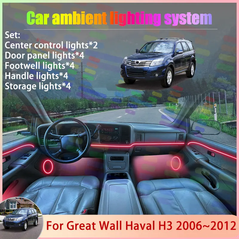 Для Great Wall Haval H3 2006 ~ 2012 Hover CUV Hafu 2/18 в 1, автомобильная атмосферная лампа, RGB абажур, ансамбль, стример, атмосферный набор
Для Great Wall Haval H3 2006 ~ 2012 Hover CUV Hafu 2/18 в 1, автомобильная атмосферная лампа, RGB абажур, ансамбль, стример, атмосферный набор