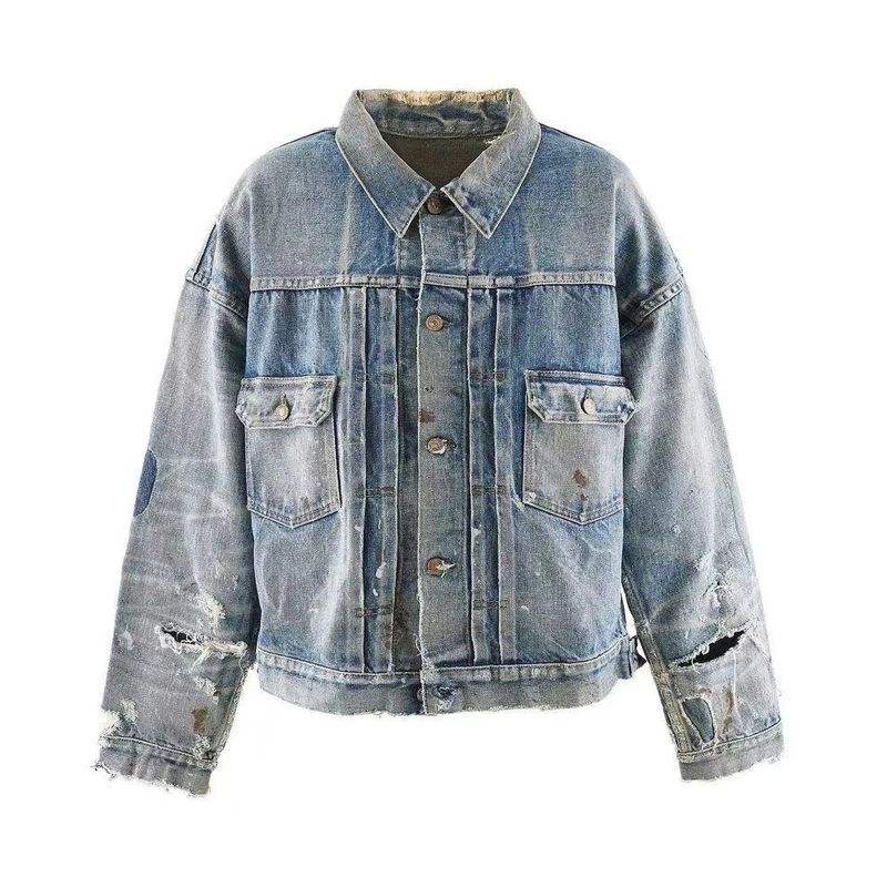 Men's Streetwear Saint Denim Jacket New Hip Hop Destruction Hole Heavy Wash Old Graffiti Retro Jean Clothing Trend SAINT Coat
Men's Streetwear Saint Denim Jacket New Hip Hop Destruction Hole Heavy Wash Old Graffiti Retro Jean Clothing Trend SAINT Coat