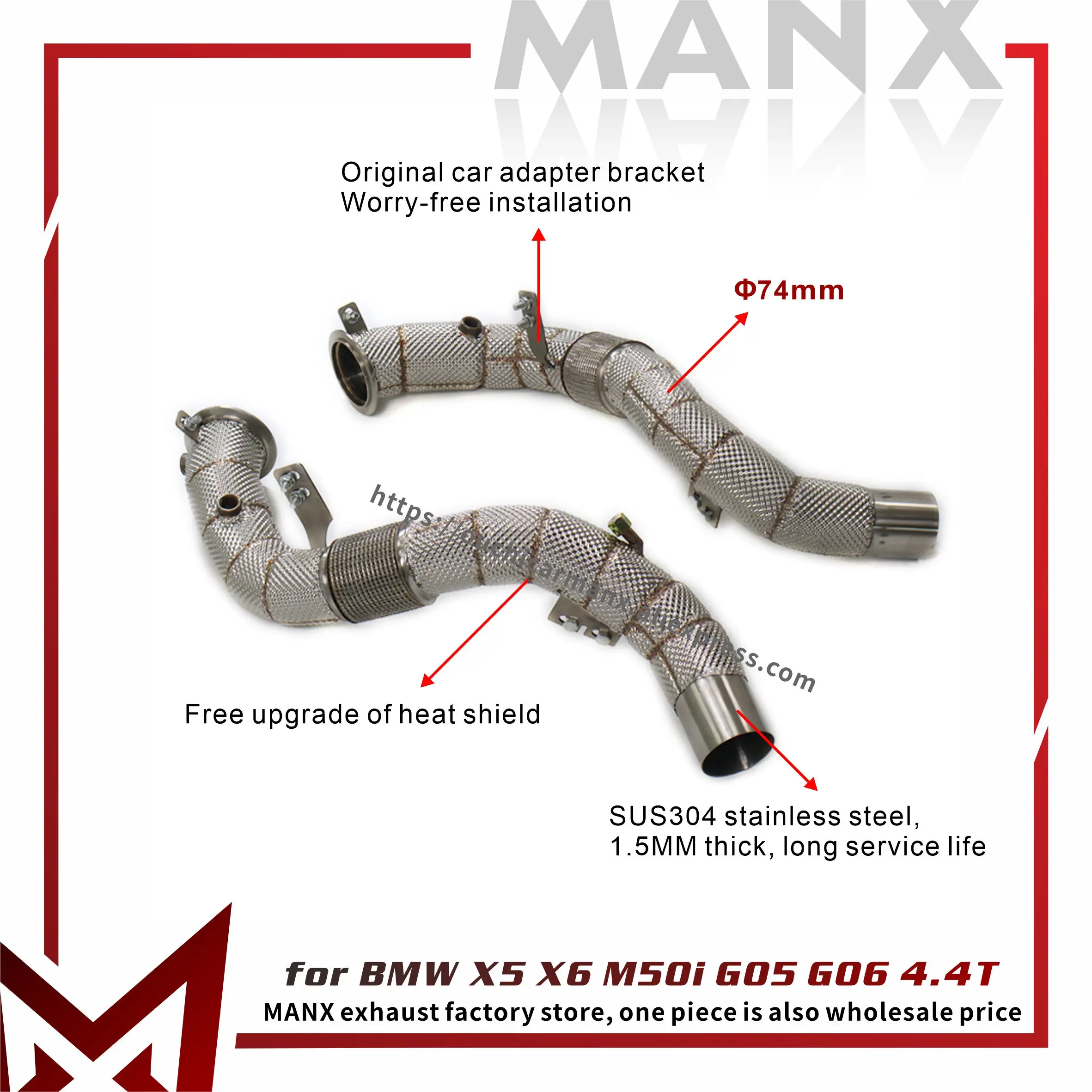 ⚡MANX Exhaust Downpipe for BMW X5 X6 M50i G05 G06 4.4T catalyst or catless Stainless steel High performance 
⚡MANX Exhaust Downpipe for BMW X5 X6 M50i G05 G06 4.4T catalyst or catless Stainless steel High performance