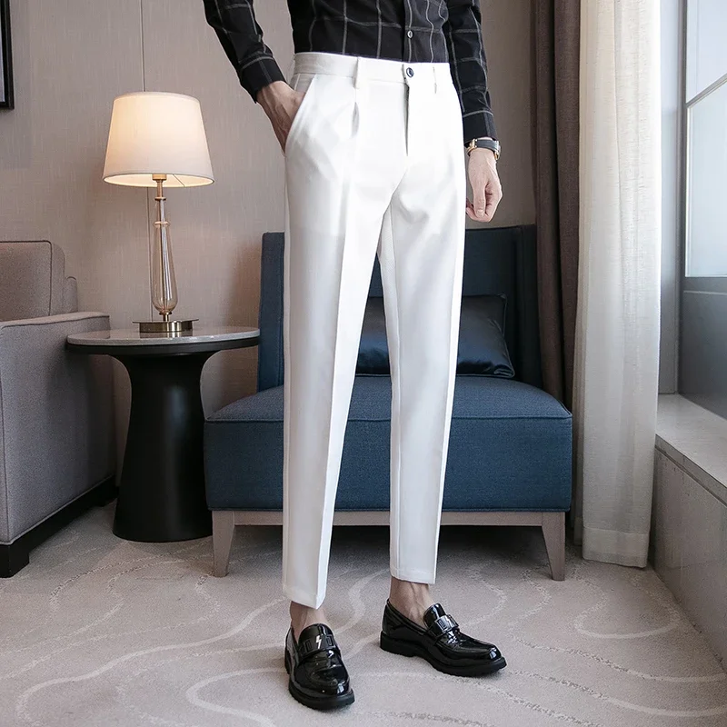 New Mens Slim Fit Business Dress Pants for Men Suit Pants Ankle Length Men Summer Formal Suit Trousers Black White Gray E6039
New Mens Slim Fit Business Dress Pants for Men Suit Pants Ankle Length Men Summer Formal Suit Trousers Black White Gray E6039