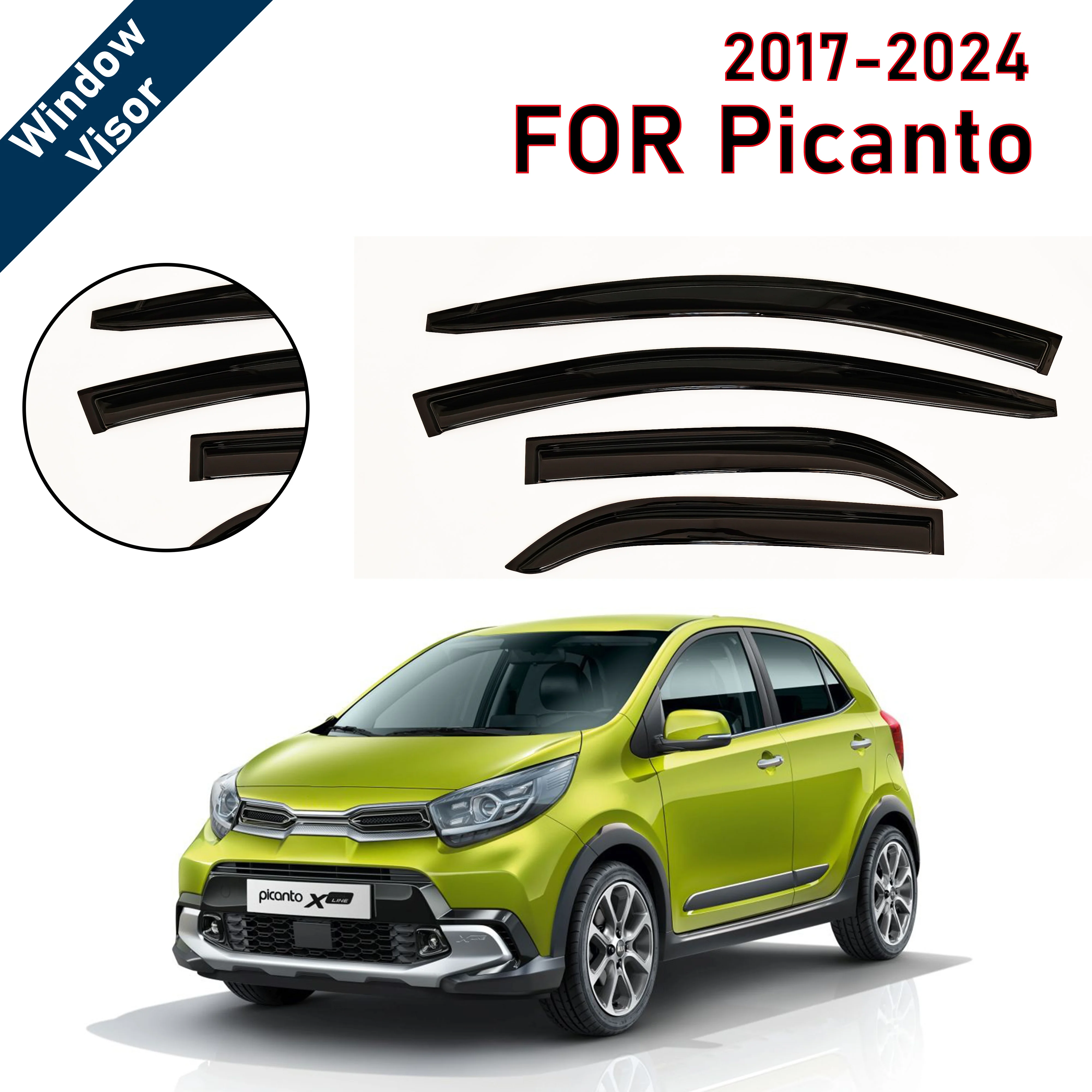 Дефлекторы окон для Kia Picanto 2017-2024 | 4 шт. дефлекторы окон (ветровики) | Аксессуар для защиты автомобиля от непогоды
Дефлекторы окон для Kia Picanto 2017-2024 | 4 шт. дефлекторы окон (ветровики) | Аксессуар для защиты автомобиля от непогоды