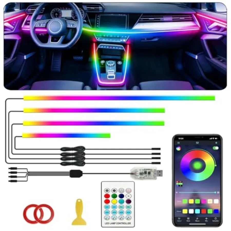 【New model】Interior Car LED Strip LightsAcrylic LED Lights for Car with Dynamic Dreamcolor Chasing 116in 4 in 1 RGB Neon Strip
【New model】Interior Car LED Strip LightsAcrylic LED Lights for Car with Dynamic Dreamcolor Chasing 116in 4 in 1 RGB Neon Strip