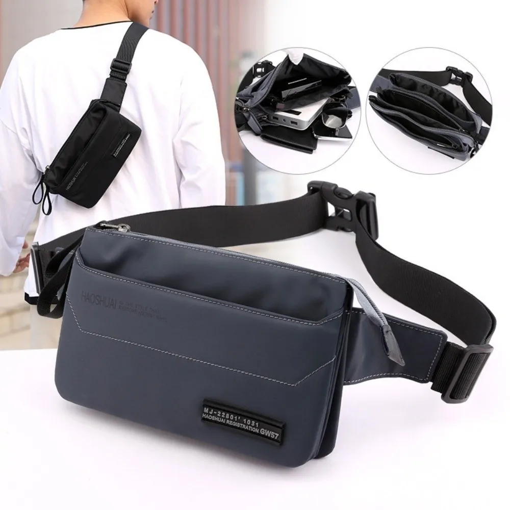 Anti Splash Men Fanny Pack Large Capacity Solid Color Men's Chest Bag Adjustable Strap Multi-Pocket Nylon Sling Shoulder Bag
Anti Splash Men Fanny Pack Large Capacity Solid Color Men's Chest Bag Adjustable Strap Multi-Pocket Nylon Sling Shoulder Bag