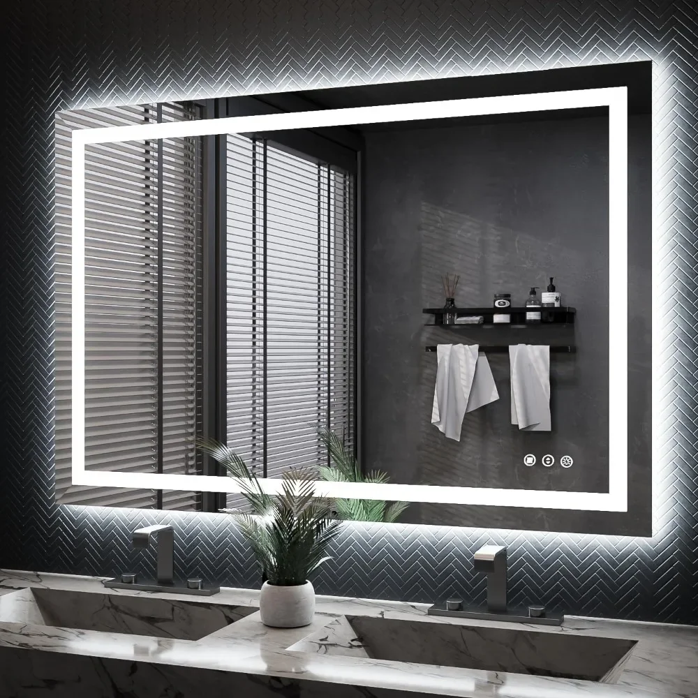 48''x32'' LED for Anti-Fog Memory Dimmable Bathroom Mirror with Double Light Strip Tempered Glass Shatter-Proof
48''x32'' LED for Anti-Fog Memory Dimmable Bathroom Mirror with Double Light Strip Tempered Glass Shatter-Proof