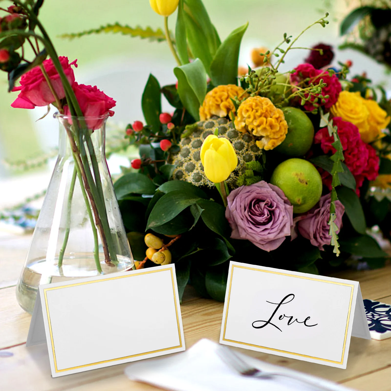 120Pcs Gold Foil Place Cards Folding Blank Seating Name Cards Table Setting for Wedding Banquet Conference Dinner
120Pcs Gold Foil Place Cards Folding Blank Seating Name Cards Table Setting for Wedding Banquet Conference Dinner