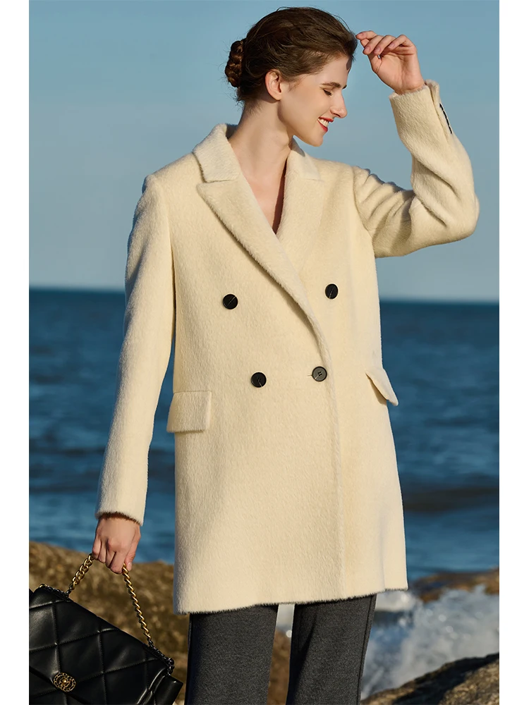 2023 White high-end double-sided Suli alpaca coat Women's medium and long simple thickened wool coat Winter
2023 White high-end double-sided Suli alpaca coat Women's medium and long simple thickened wool coat Winter